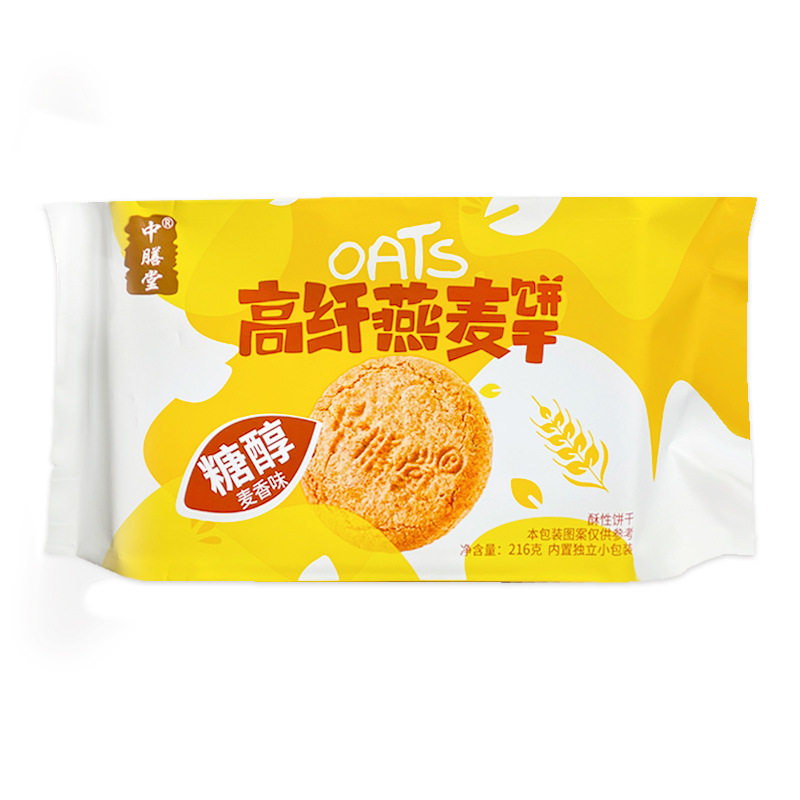 山姆冠超市中膳堂高纤燕麦饼干酥性饼干216克219克桃酥麦香味糖醇