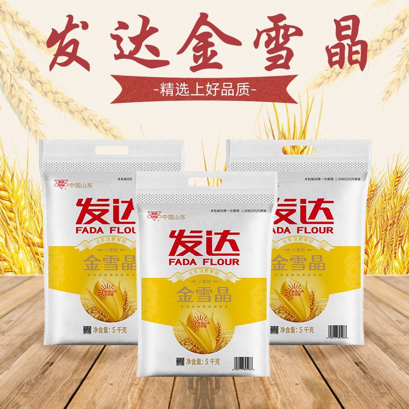 山姆冠超市山东发达九星雪晶面粉通用小麦粉10斤家庭装饺子面条包