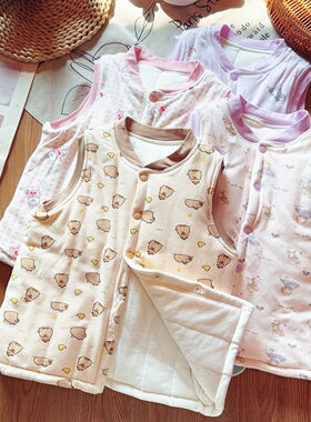 可机洗儿童纯棉手工塞棉花马甲女孩保暖加厚坎肩棉袄宝宝内胆背心