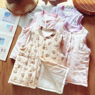 可机洗儿童纯棉手工塞棉花马甲女孩保暖加厚坎肩棉袄宝宝内胆背心