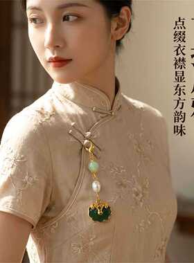 新中式古风压襟汉服旗袍龙虾扣