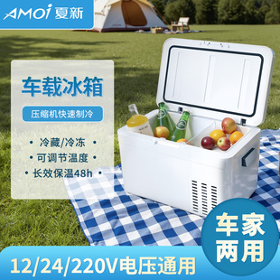 Amoi夏新车载迷你小冰箱车家两用12v24v通用冷藏冷冻汽车货车冰柜