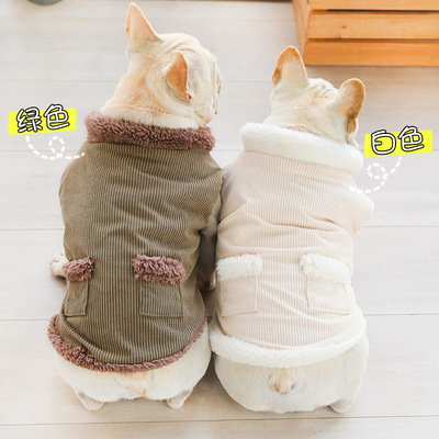 IBEANS狗狗灯芯绒棉马甲宠物棉服冬季加绒加厚法斗泰迪秋冬衣服