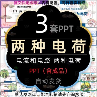 科学电路的组成电流与电路两种电荷PPT模板导体与绝缘体原子结构