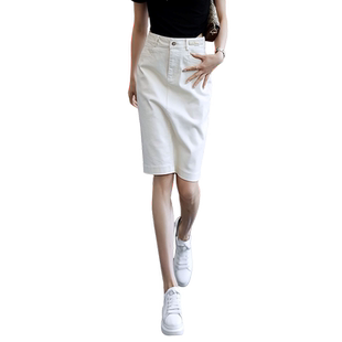 夏季薄款牛仔半身裙女高腰a字白色半裙2025新款女士包臀一步裙子