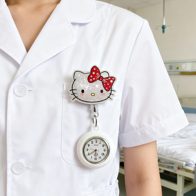 博时雅Hello Kitty可爱卡通护士挂表医生夜光胸表夹子怀表