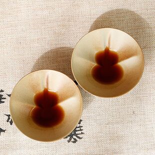 柴烧福禄主人杯单杯品茗茶杯陶瓷个人专用功夫茶具粗陶葫芦乾坤杯