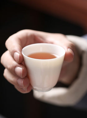 纯白瓷小茶杯三才盖碗6只装大号