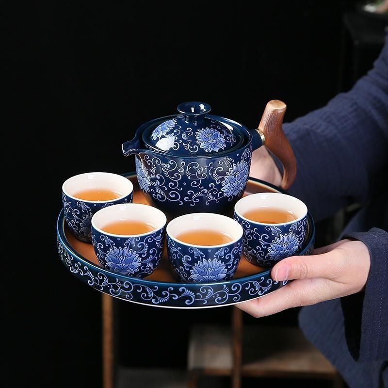 旋转泡茶壶陶瓷逍遥泡一壶四杯