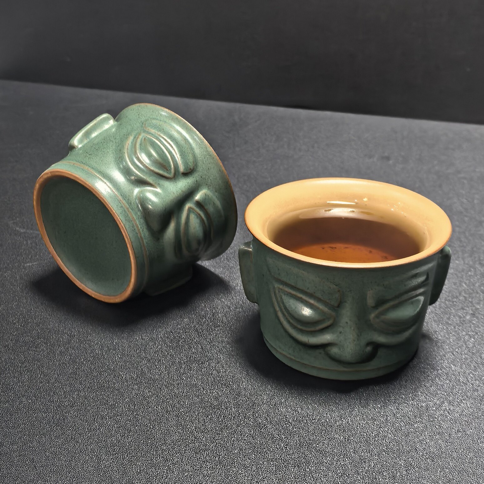 三星堆青铜面具主人茶杯陶瓷功夫茶杯