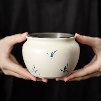 草木灰建水蝴蝶茶渣缸壶承茶具配