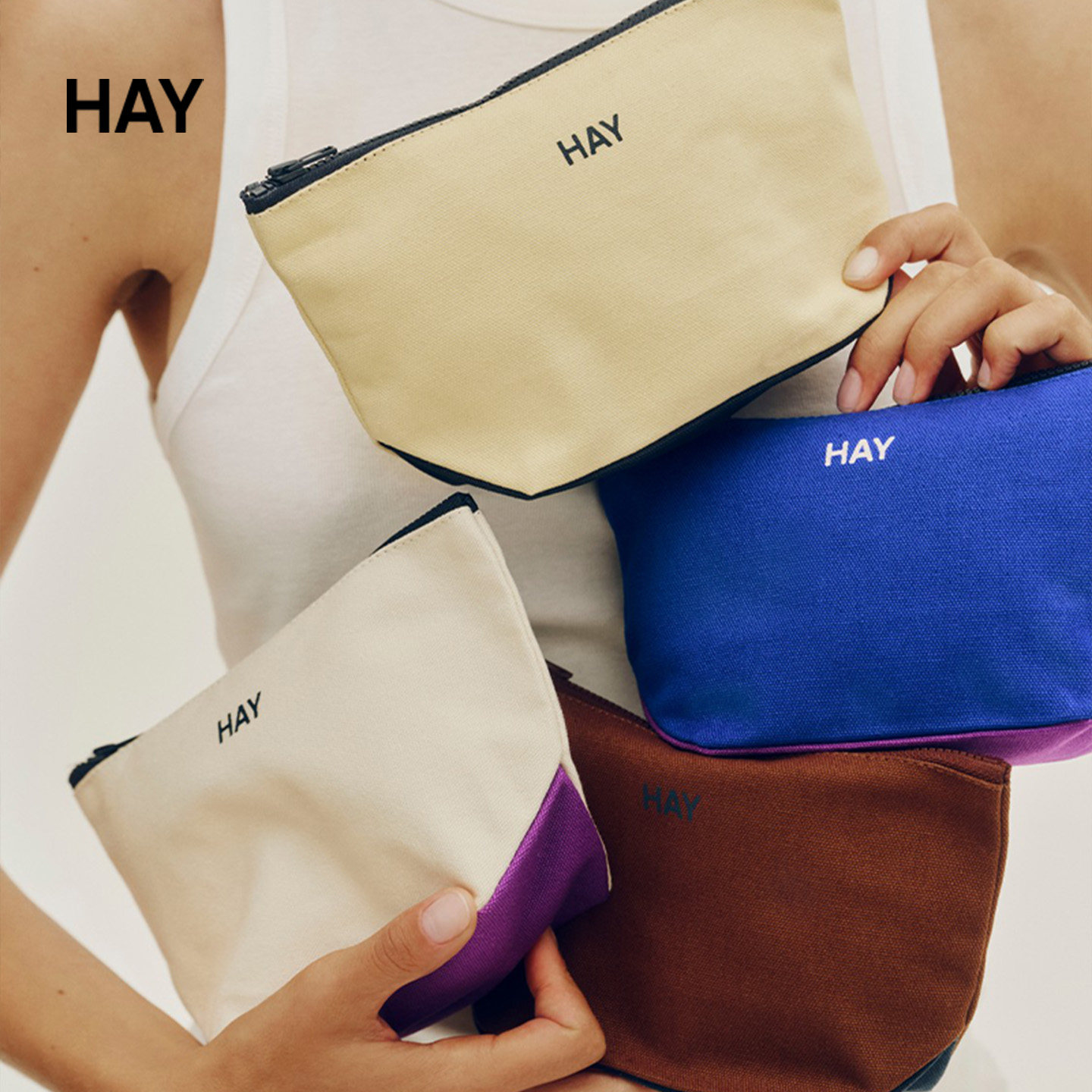 HAY Multi Pouch 洗漱包化妆包收纳袋撞色简约便携浴室旅行出差