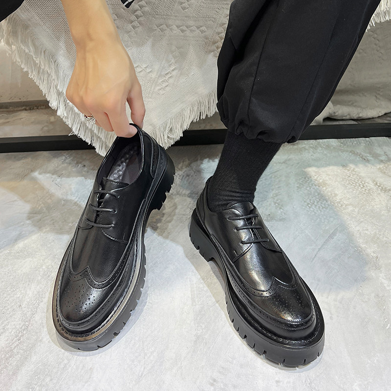 413-1/YS351/P100英伦复古厚底增高皮鞋布洛克雕花皮鞋韩版男鞋,男鞋皮鞋,星座748（原星座413-1）
