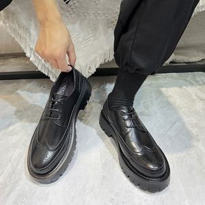 413-1/YS351/P100 英伦复古厚底增高皮鞋布洛克雕花皮鞋韩版男鞋图片