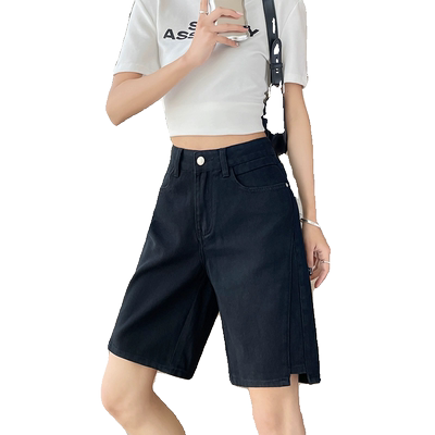 黑色五分牛仔裤女新款夏季短裤