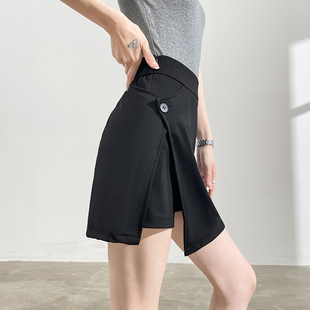 假两件西装半身裙女夏季薄款高腰显瘦a字辣妹防走光屁帘短裙裤子