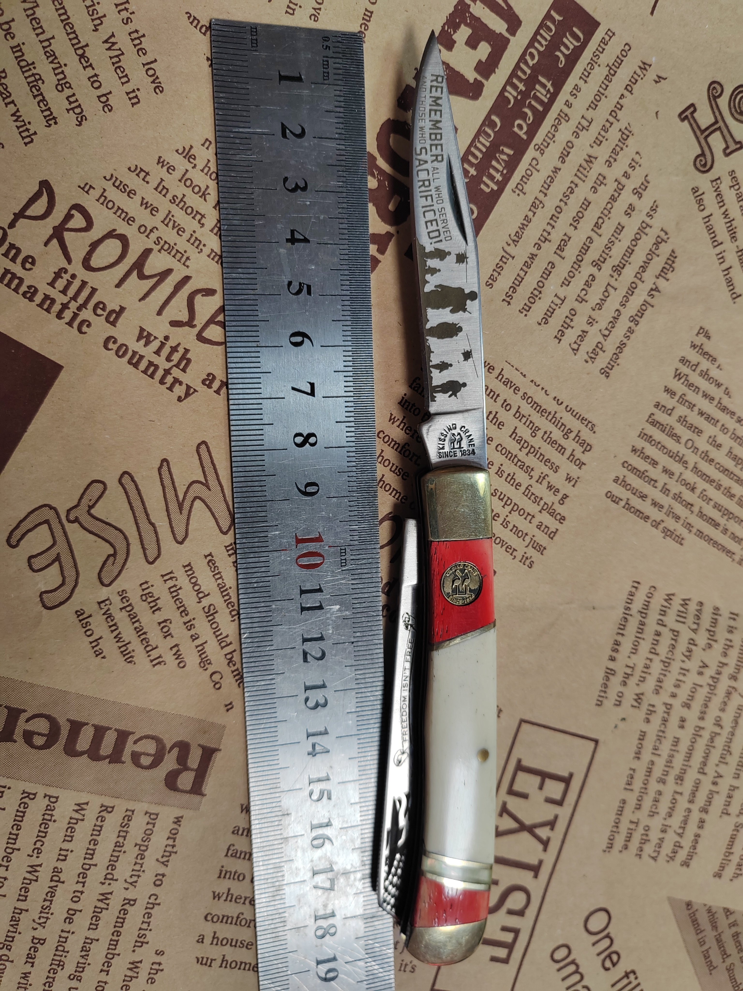 德国品牌接吻鹤不锈钢手工拼接天然骨柄两开无锁家用切水果小刀