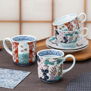 复古风古伊万里家用茶杯马克杯水杯茶杯套杯 日本进口陶瓷餐具日式