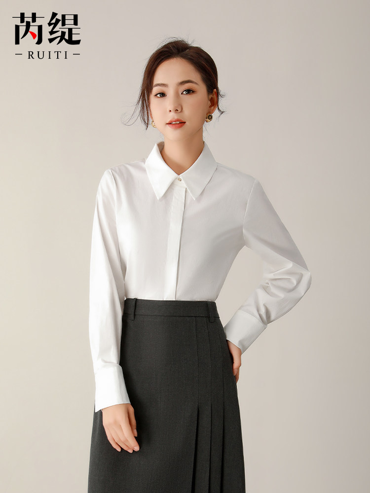 白色长袖衬衫女2026春秋新款职业正装气质通勤面试服装高级感衬衣