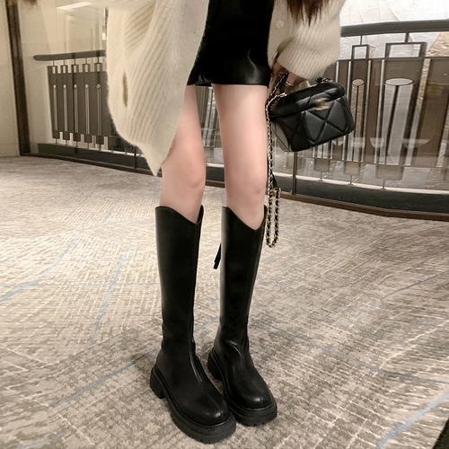 Высокие сапоги, демисезонные ботинки на платформе, коллекция 2023, французский стиль