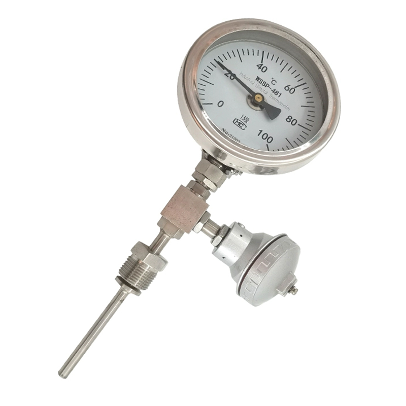 一体化双金属温度计 WSSP-481/581 不锈钢远传温度表 0-100度400