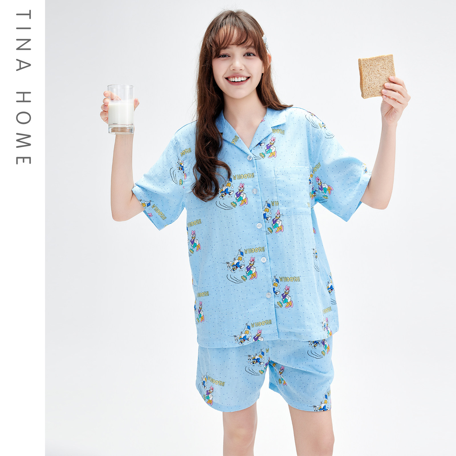 唐老鸭夏季女透气短袖睡衣套装