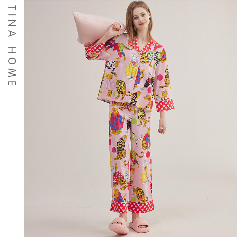 女棉布红色本命年睡衣金钱豹新款