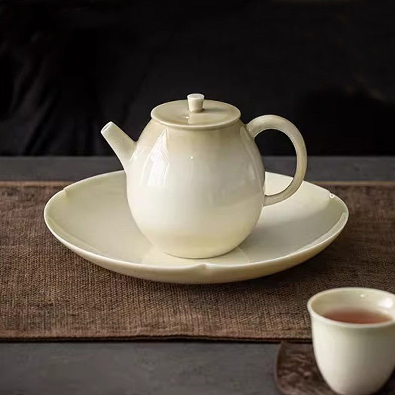 日式草木灰釉复古球孔过滤泡茶壶