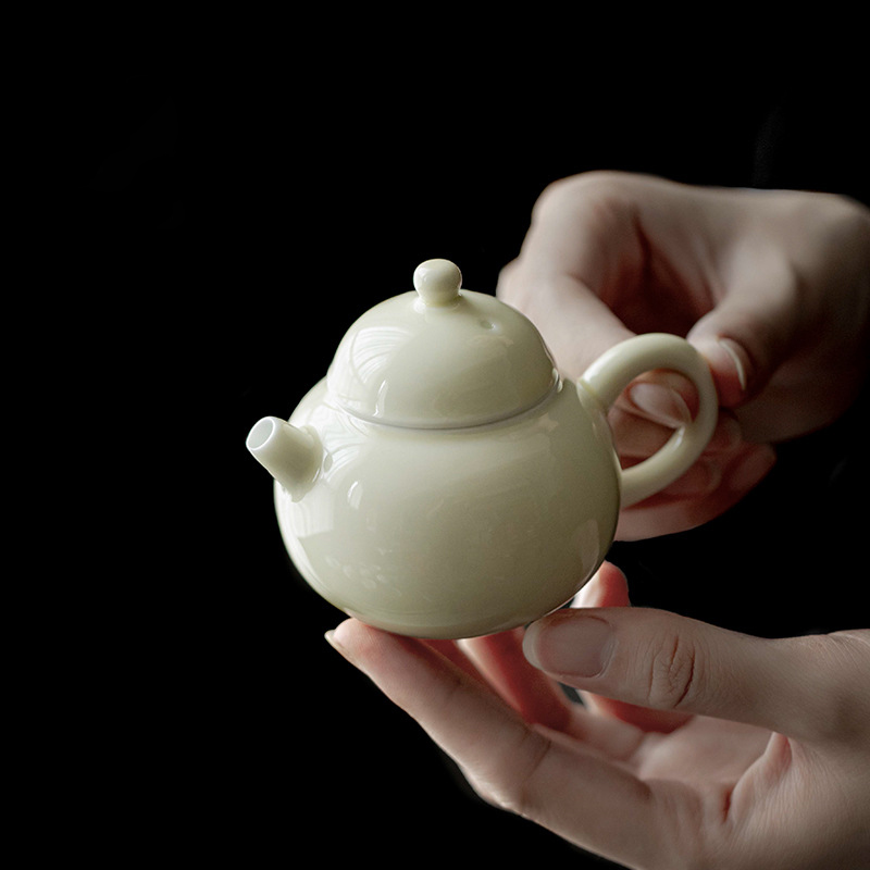 嫩黄手工陶瓷茶壶迷你小壶功夫茶具泡茶壶带过滤泡茶器