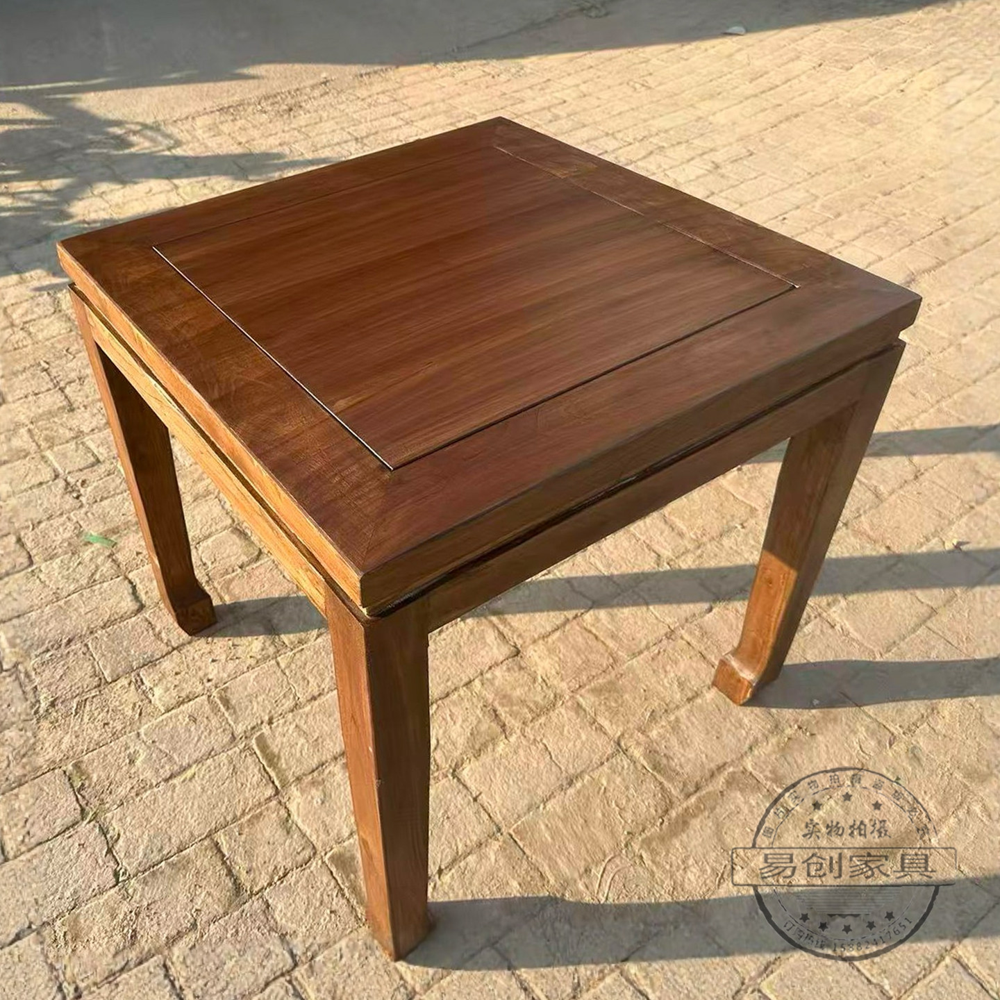 老榆木老式商用餐台八仙桌正方形实木商用餐桌复古仿古中式四方桌