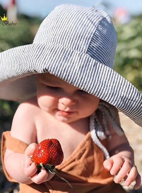 春秋春季遮阳帽婴幼儿太阳帽户外儿童宝宝渔夫帽透气棉麻防晒帽子
