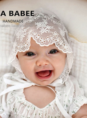 婴儿帽子春秋薄款甜美洋气女孩纯棉公主帽秋季小月龄女宝宝宫廷帽