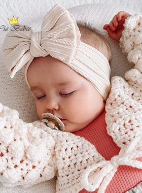 ins新款新生儿护囟门宽发带婴儿头饰儿童蝴蝶结气质可爱韩版发饰