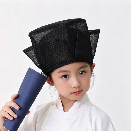 东坡巾李白书生汉服帽子男女童夏