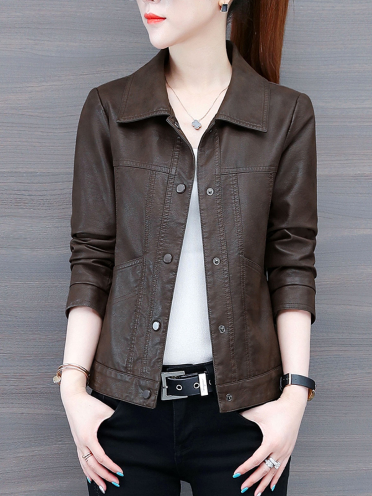 小个子真皮皮衣短外套女装2024年新款秋冬休闲百搭绵羊皮夹克上衣