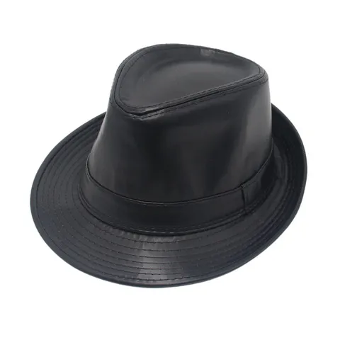 Trilby黑色爵士帽道具皮质男款
