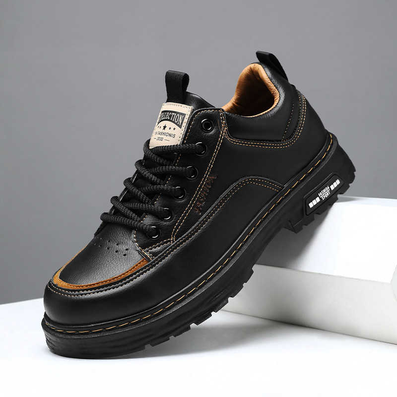 男鞋2025秋季新款厚底防滑男士休闲皮鞋百搭潮流低帮复古工装皮鞋,流行男鞋,马丁靴,淘宝优惠券,粉丝福利购,淘宝优惠卷