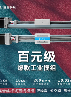 FUYU无轨滚珠丝杆滑台精密步进电机移动数控直线导轨线性滑台模组