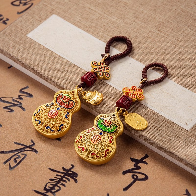 沙金色福禄葫芦钥匙扣挂件