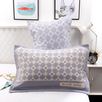 枕套一对装纯棉纱布加厚单人枕头套100%全棉成人情侣枕芯套