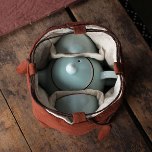 一壶两杯茶具包一壶四杯麻布收纳袋茶杯袋茶壶袋布袋便携旅行禅意