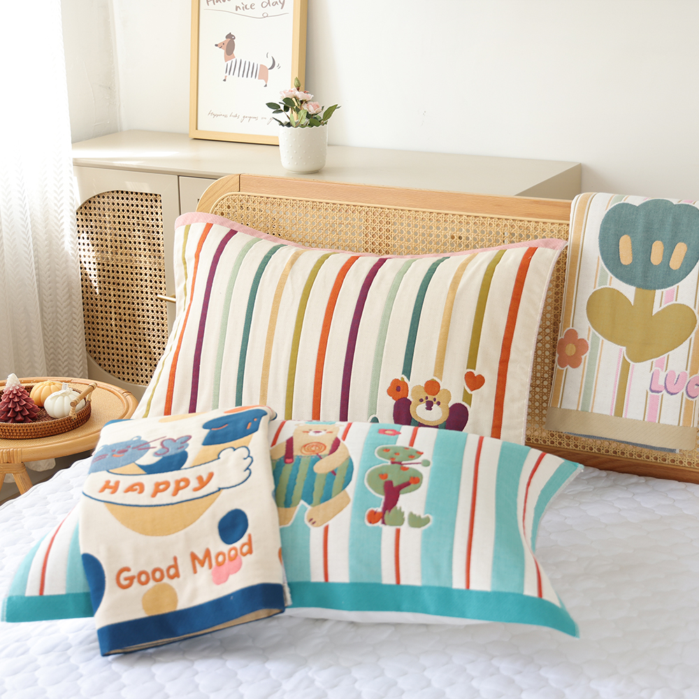 八层纯棉纱布枕巾一对装四季新款柔软透气加厚盖巾家用全棉枕头巾