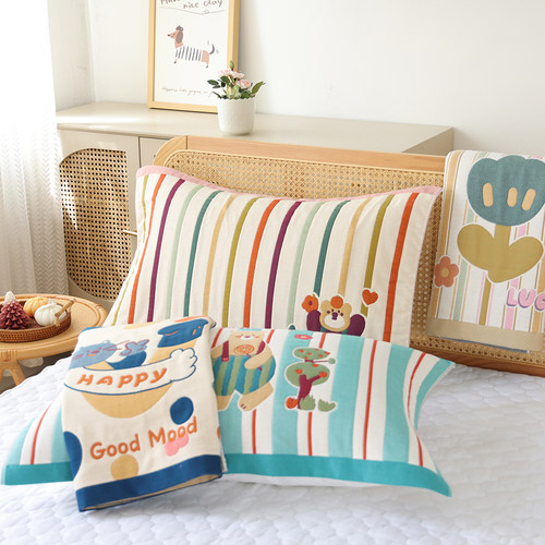 八层纯棉纱布枕巾一对装四季新款柔软透气加厚盖巾家用全棉枕头巾