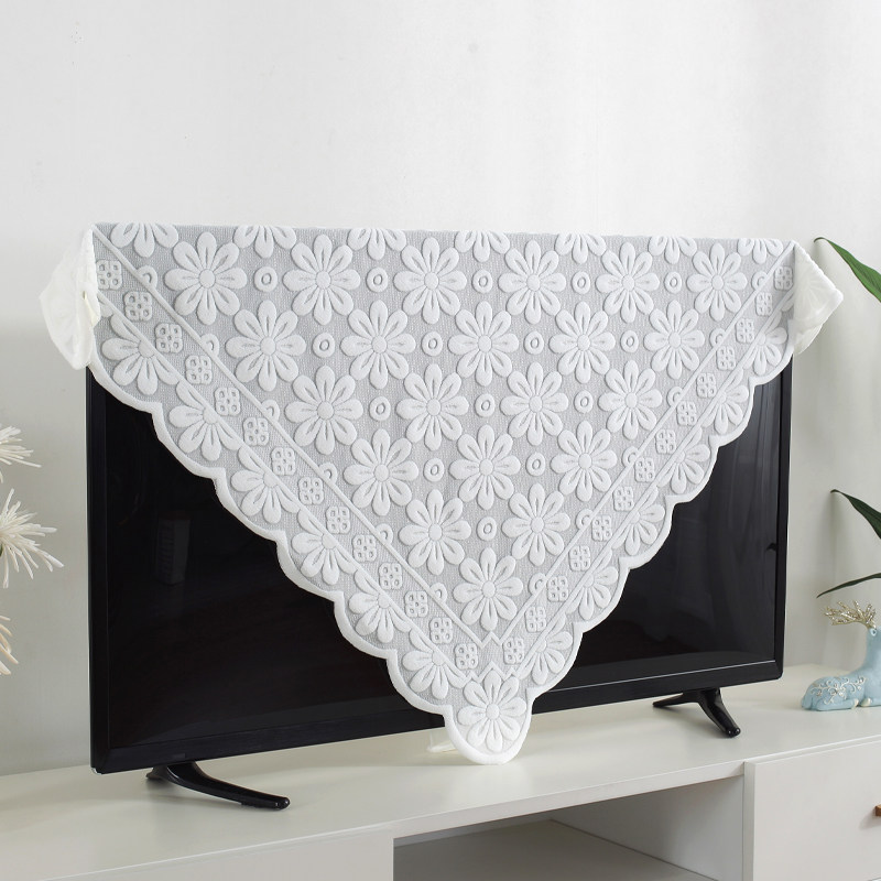 电视机防尘罩套盖布2024年液晶新款柜盖巾52寸55寸挂式蕾丝简约