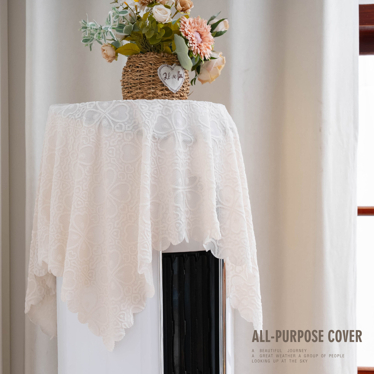 空调防尘罩圆形蕾丝通用圆柜机顶罩防尘布客厅圆柱形立式空调盖布