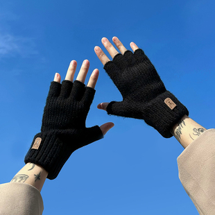 半指手套男女秋冬季 露指学生写字打字骑行可触屏毛线针织保暖漏指