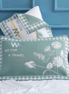 纯棉枕巾一对装加大加厚家用全棉纱布现代枕头巾学生耐脏回礼情侣