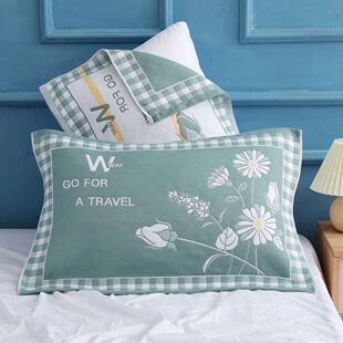 纯棉枕巾一对装 加大加厚家用全棉纱布现代枕头巾学生耐脏回礼情侣