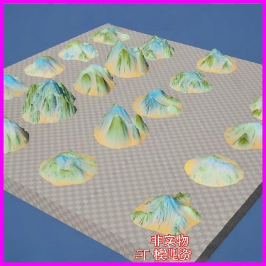 虚幻UE5青绿山水千里江山图水墨风格场景山脉山体国画卷3Dmax模型