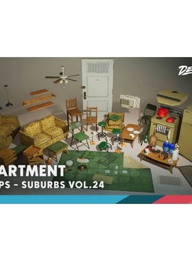 UE5.1老旧客厅家具冰箱Suburbs VOL.24 - Apartment (Nanite and